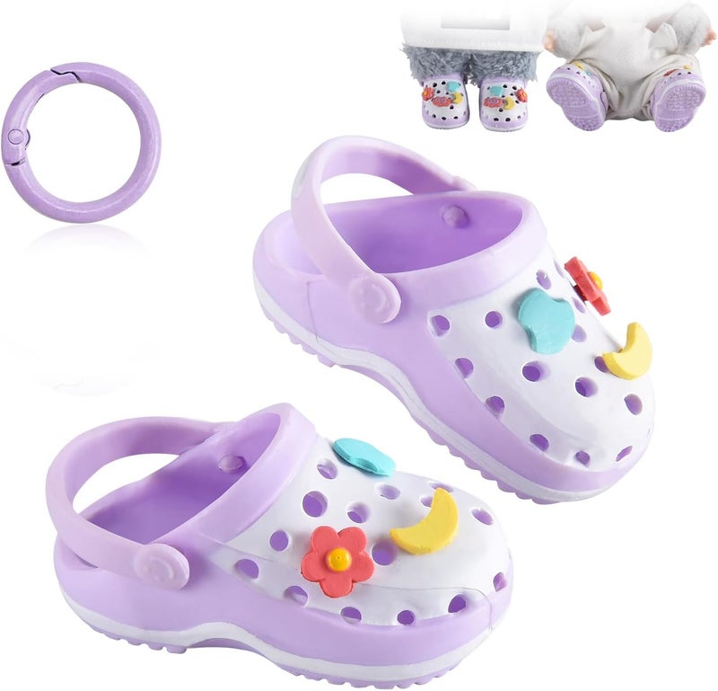 Ciunura Premium Doll Shoes for Lububu, Cute Doll Shoes for 4-7in Dolls, Ideal for Lububu Outfits(Purple Clog Shoes) - Image 1